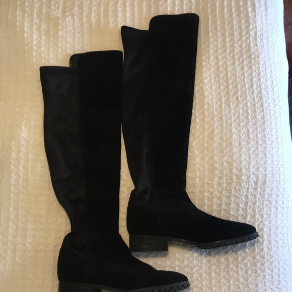 NWT Blondo Black Suede & Fabric Waterproof Over the Knee Boots - Picture 6 of 9